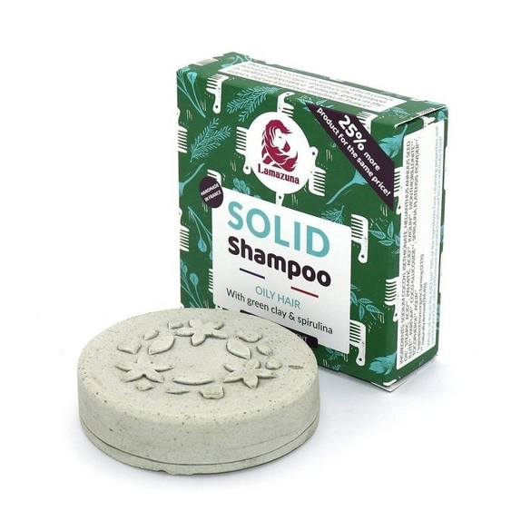 Tuhý šampón pre mastné vlasy so zeleným ílom a spirulinou Lamazuna - 70 g