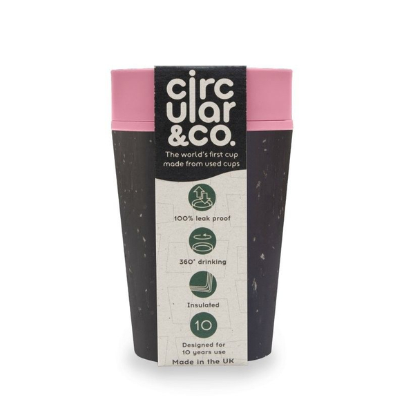Hrnček z recykl. materiálov čierno - ružovej farby Circular Cup - 227 ml